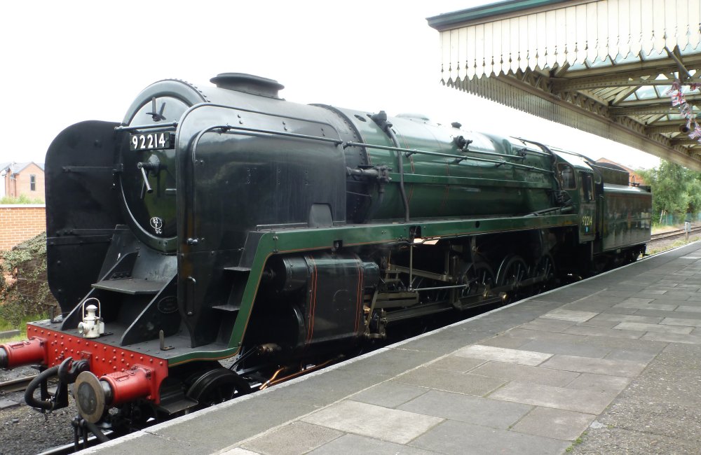BR Standard Britannia Class 7 4-6-2 Pacific No. 70013 Oliver Cromwell in Loughborough Works Yard on the Great Central Railway (GCR, 2017)