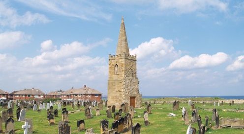 All that remains of the medieval church of St. Germain near the seafront at the eastern end of Marske village is the tower (rebuilt in 1821)