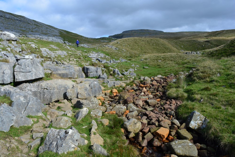ironstone in the water of Green SpringsClimbing Ingleborough walk