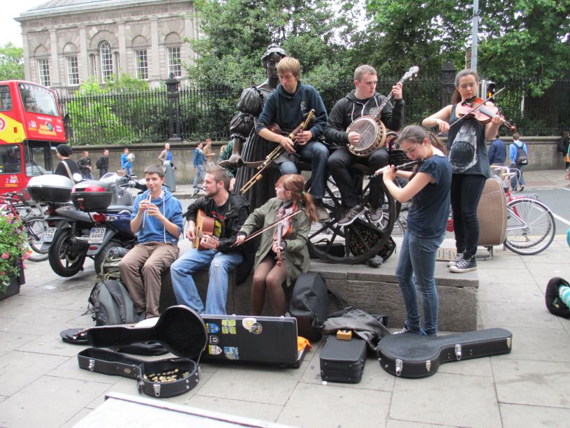 Musicians on Grafton Street across from the University Provost's House, Dublin, Ireland