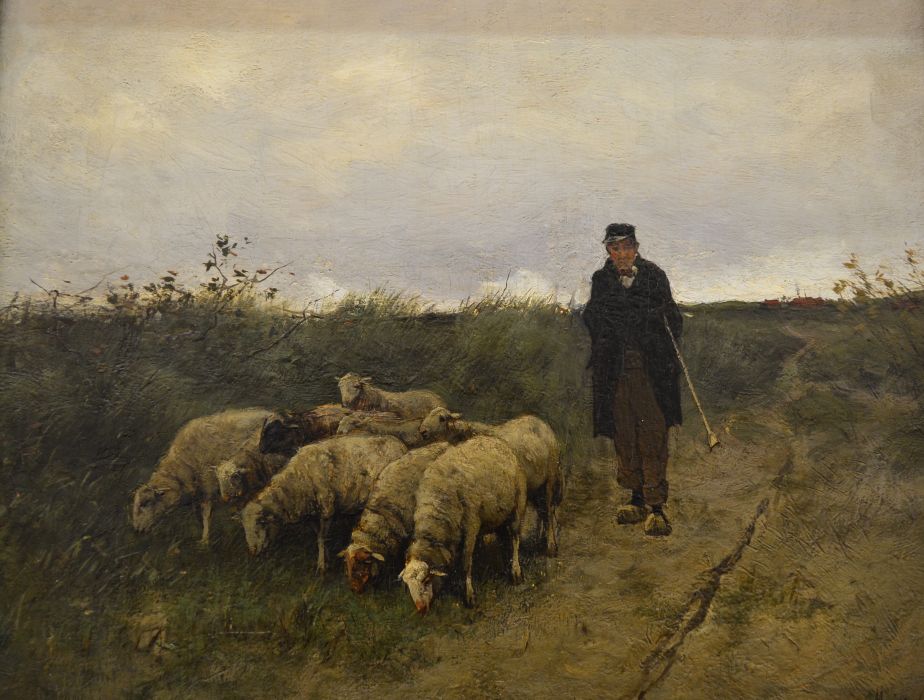 'Shepherd and Sheep', oil on panel ~1885-1888, by the Dutch painter Anton Mauve National Gallery of Ireland, Dublin