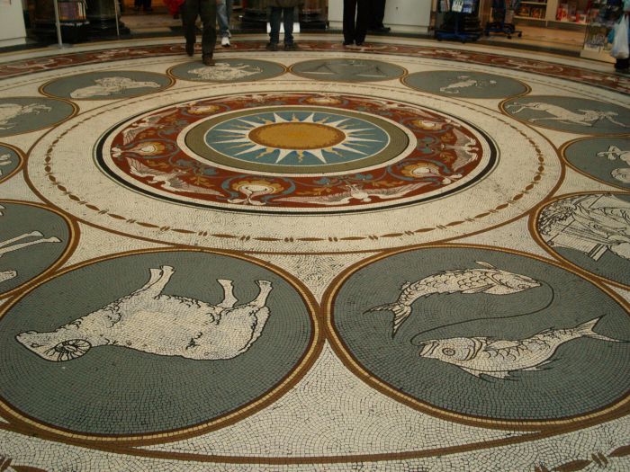 The wonderful mosaic of animals on the floor of the entrance foyer of the Archaeology of the National Museum of Ireland, Dublin, Ireland