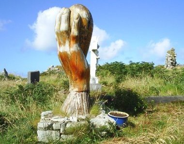 An unusual 'headstone' in the graveyard at Renvyle Point.