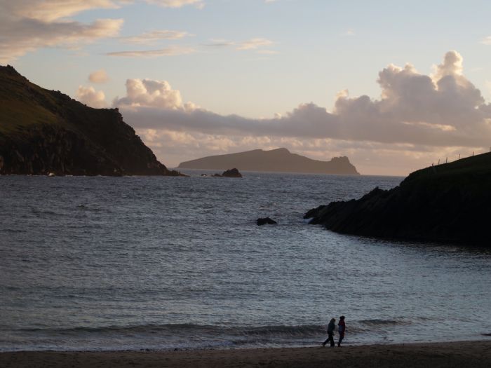Clogher Beach in the evening with Inishtooskert Island in the distance - Dunquin, Dingle Peninsular, Co. Kerry, West of Ireland