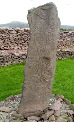 the beautifully carved 'Celtic Christian' stone - Early Christian sites, Dingle Peninsular, Co. Kerry, West of Ireland