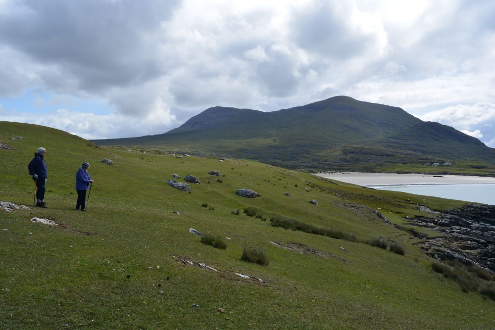 Walking on Silver Strand beach beneath Mweelrea mountain Co. Mayo Walking on Silver Strand beach beneath Mweelrea mountain Co. Mayo