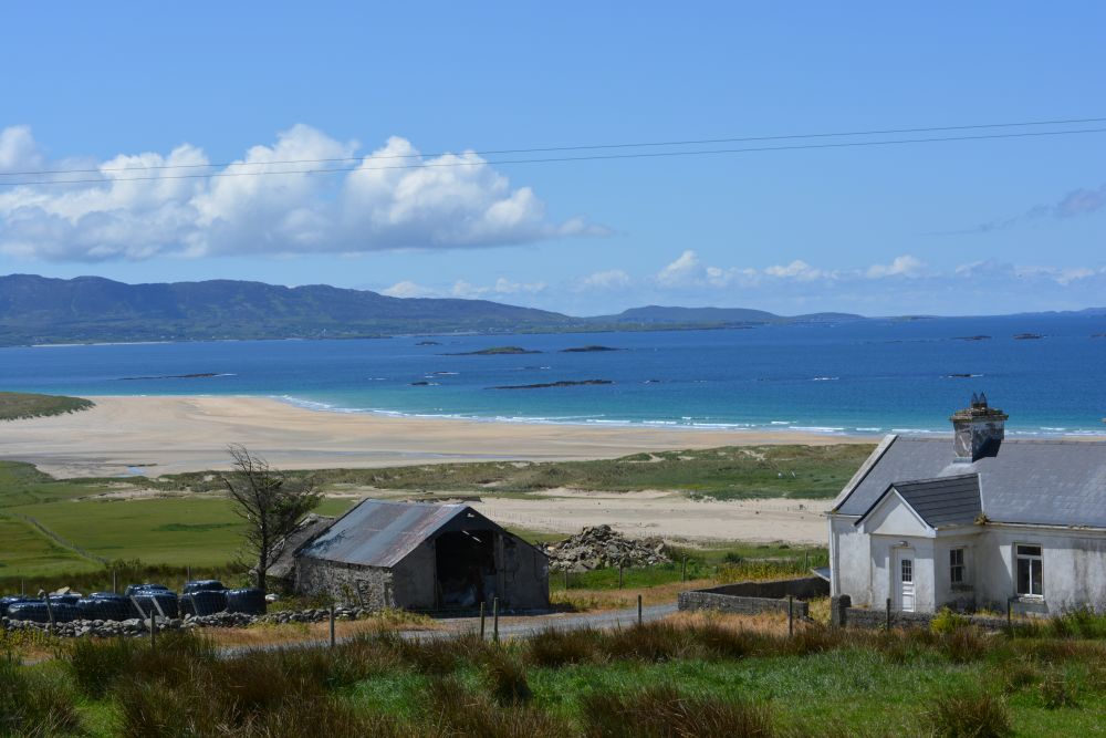 Walking on Silver Strand beach beneath Mweelrea mountain Co. Mayo Walking on Silver Strand beach beneath Mweelrea mountain Co. Mayo
