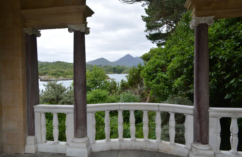 The view across Glengarriff Bay from the Italian Garden Garinish Island, Garnish Island Co. Cork. Ireland