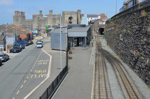 The cafe and station of the Welsh Highland Railway at  Caernarfon, North Wales