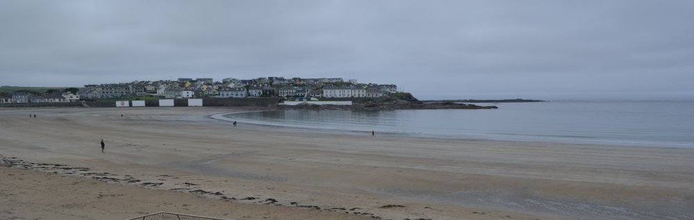 Looking south-west across the strand at Kilkee, on a dull day Kilkee, Co. Clare, West of Ireland