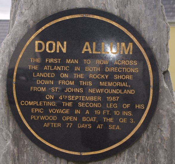115. Commemoration plaque to Don Allum in the centre of Dooagh Village, Achill Island, Co. Mayo, Ireland. He was the first man to row across the Atlantic Ocean in both directions and landed just down from this memorial on Dooagh beach.