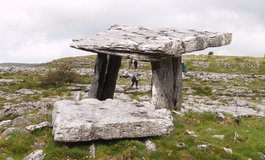41. The Paulnabrone prehistoric portal dolmen, built on the limestone pavement of The Burren, County Clare, Ireland