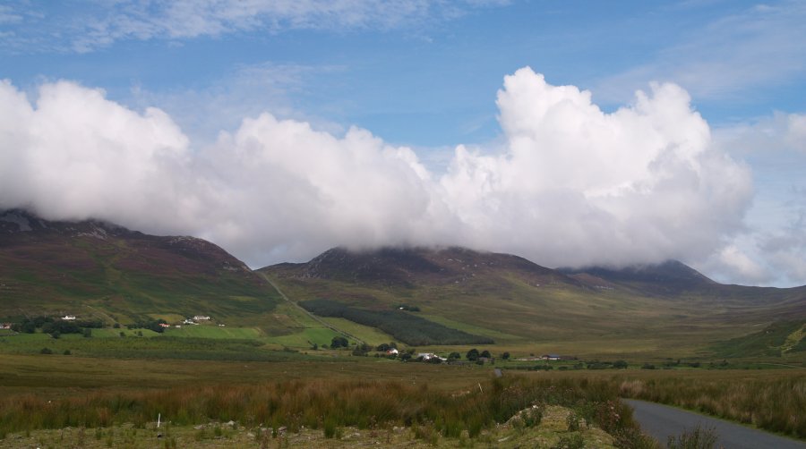 141. The Urris Hills covered in heather and cloud, Inishowen Peninsula, Co. Donegal, Ireland.