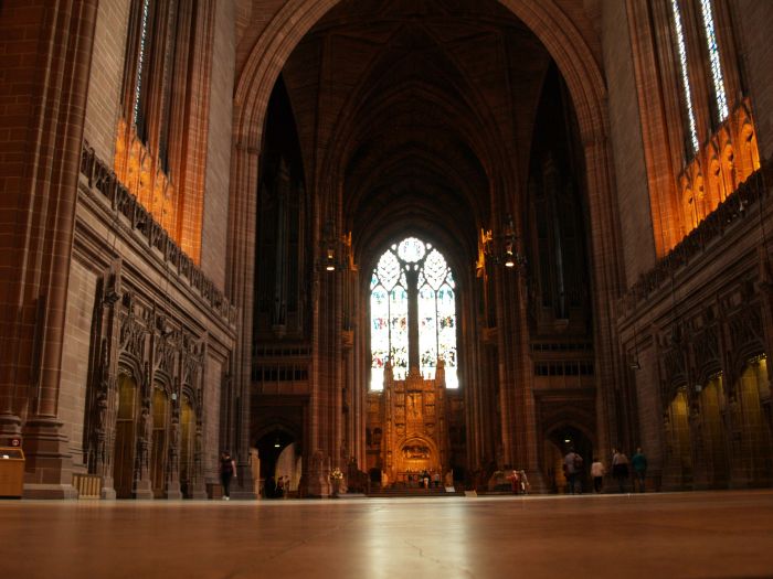 Anglican Cathedral Liverpool Looking south down the nave into the chancel and high altar