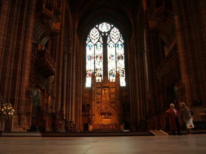 Anglican Cathedral Liverpool The chancel, high altar and south window