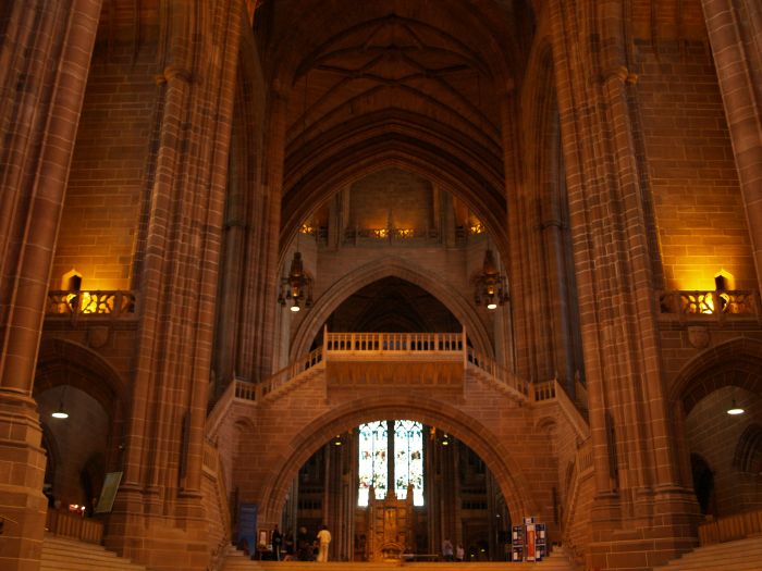 The Dulverton Bridge across the nave Anglican Cathedral Liverpool