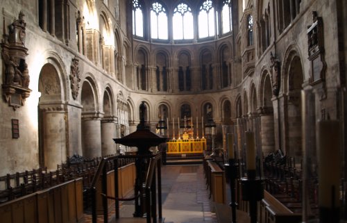 The massive Norman 'Romanesque' round arches of the choir were built in 1123 - Scenes of the Church of St Bartholomew-the-Great in London Town and City, England