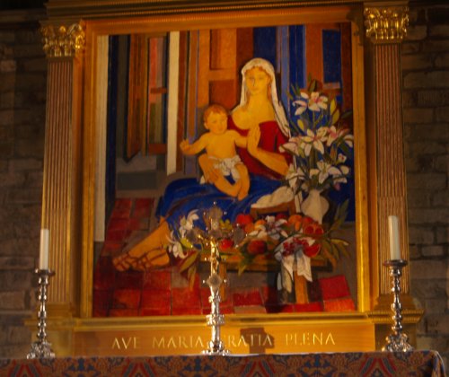 Madonna and Child by the distinguished Spanish artist Alfredo Roldan, commissioned in 1998 - Scenes of the Church of St Bartholomew-the-Great in London Town and City, England