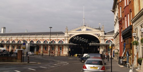 One of the entrances to the huge Smithfield meat market - Scenes of London Town and City, England