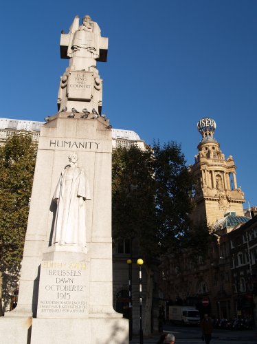 The memorial to Edith Cavell at the junction of St Martin's Lane and Charing Cross Road - Scenes of London Town and City, England