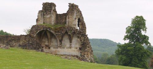 A few fragments of the stone vaulting that supported an upper floor.