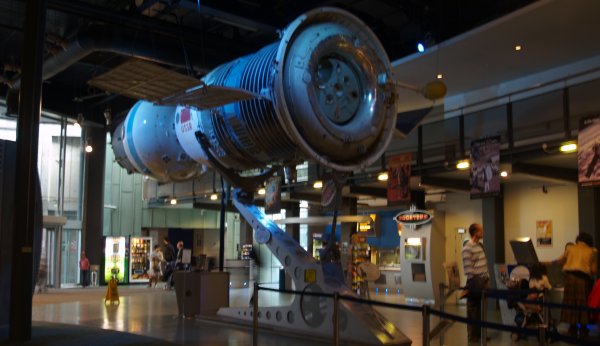 The Russian Soyuz space capsule greets you at the entrance! - The National Space Centre, Leicester, England, English Midlands