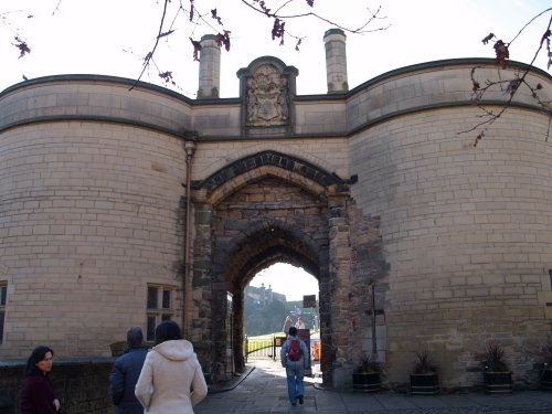 The entrance to Nottingham Castle - the gate house above the moat - City of Nottingham, England, English Midlands