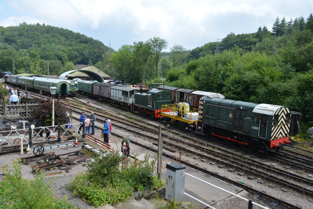 General views of the locomotive, wagon and coaching stock yard at Norchard on the Dean Forest Railway Gloucestershire England