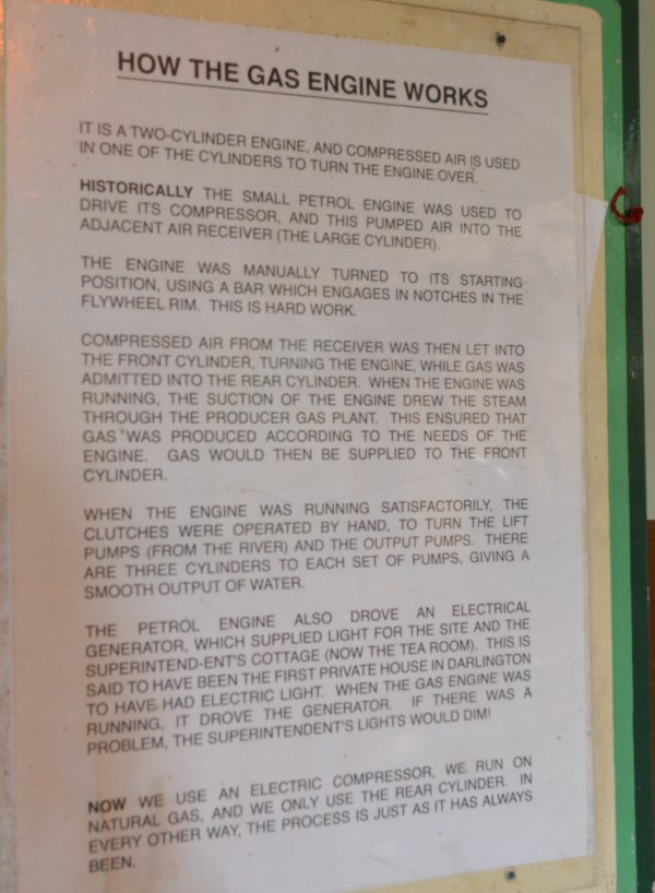 How the gas engine worked at the Tees Cottgae Pumping Station
