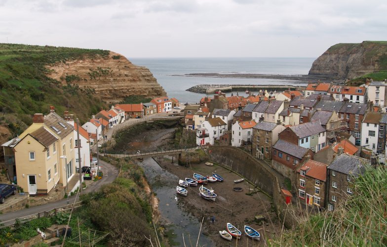 46. Staithes fishing village and harbour, North Sea coast of Cleveland and North Yorkshire.