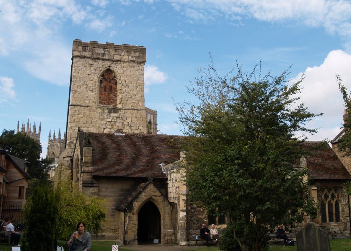 57. The 'hidden' gem of the medieval Holy Trinity Church, Goodramgate, York which can only be entered via a small gateway which is easily walked past without noticing the narrow entrance into the churchyard.