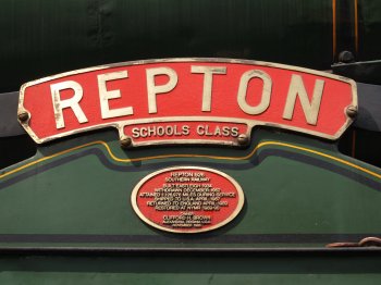 nameplate of steam locomotive 30926 REPTON SR 926