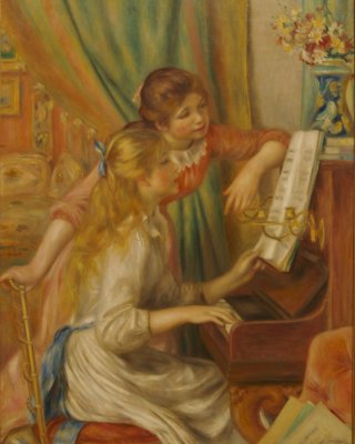 Girls at the piano (1892) by Pierre-Auguste Renoir 1841-1919