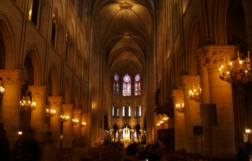 The nave and alter of Notre Dame Cathedral.