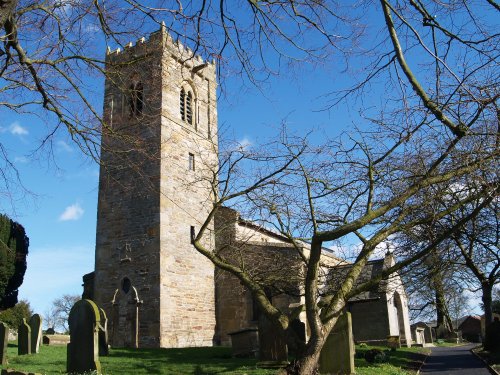 South-west view of the fine medieval church of St Andrew's in Middleton, Ryedale.