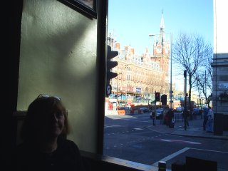 St Pancras Station from O'Neill's Pub, London Town-City, England