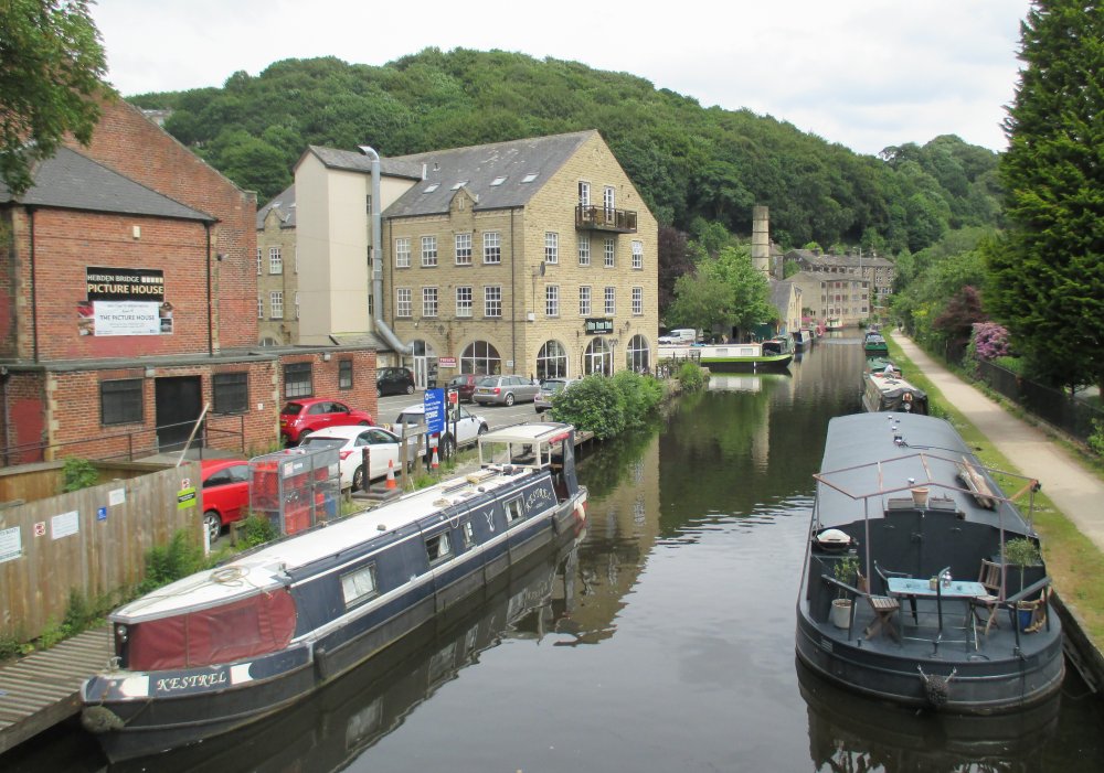 Falling Royd Hebden Bridge Narrow boat trip from Sowerby Bridge to Hebden Bridge Rochdale Canal ...