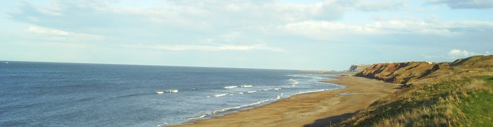 Part of the large expanse of Sandsend beach, looking south-east towards Whitby.