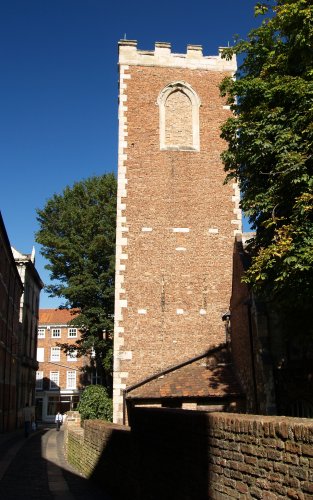 The tower of St Martin-cum-Gregory church, at the lower end of Micklegate., York City, England