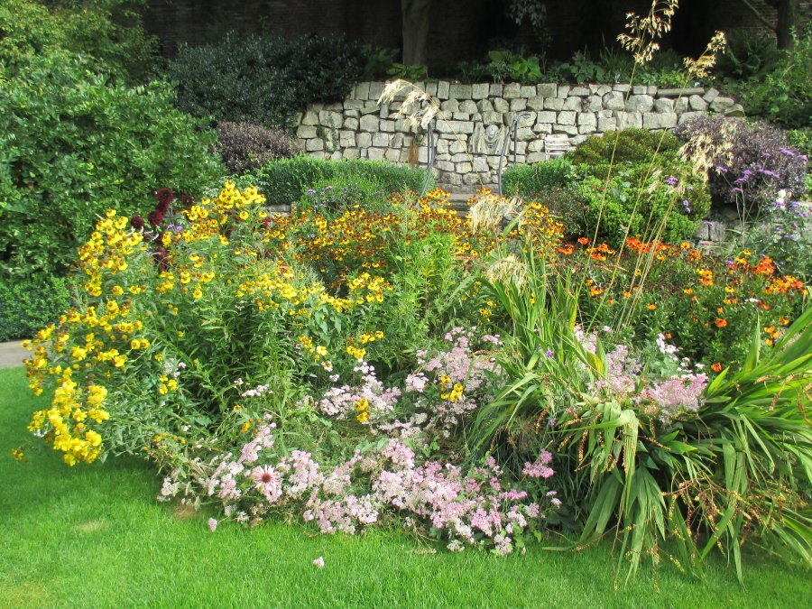 flower beds in gardens of Grays Court, York