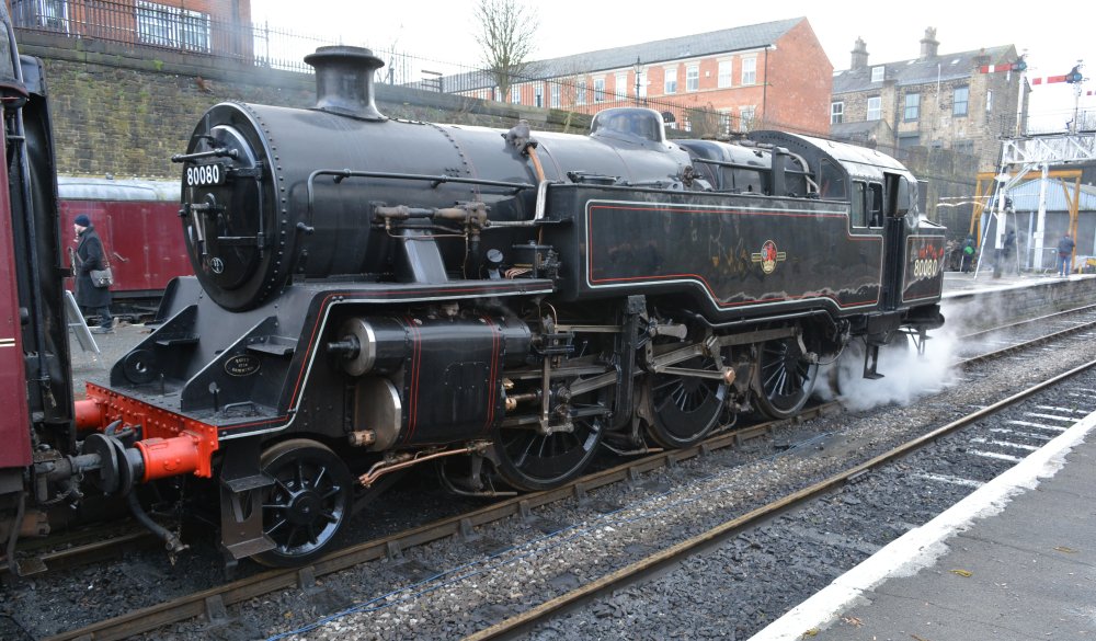 80080 BR standard 2-6-4 4MT design steam locomotive, Bury, East Lancashire Railway