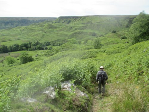 spoil heaps scarred landscape from mining, Fryup Dale, North Yorkshire