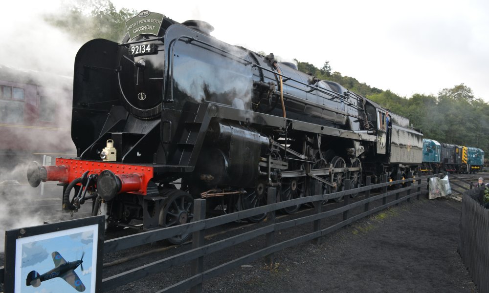 Back in steam at Grosmont 2019 92134 9F 2-10-0 heavy freight steam locomotive