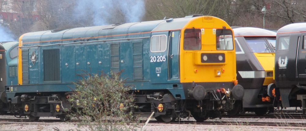 Class 20 diesel locomotive 20205 20 205, British Rail livery UK Rail Leasing, Leicester