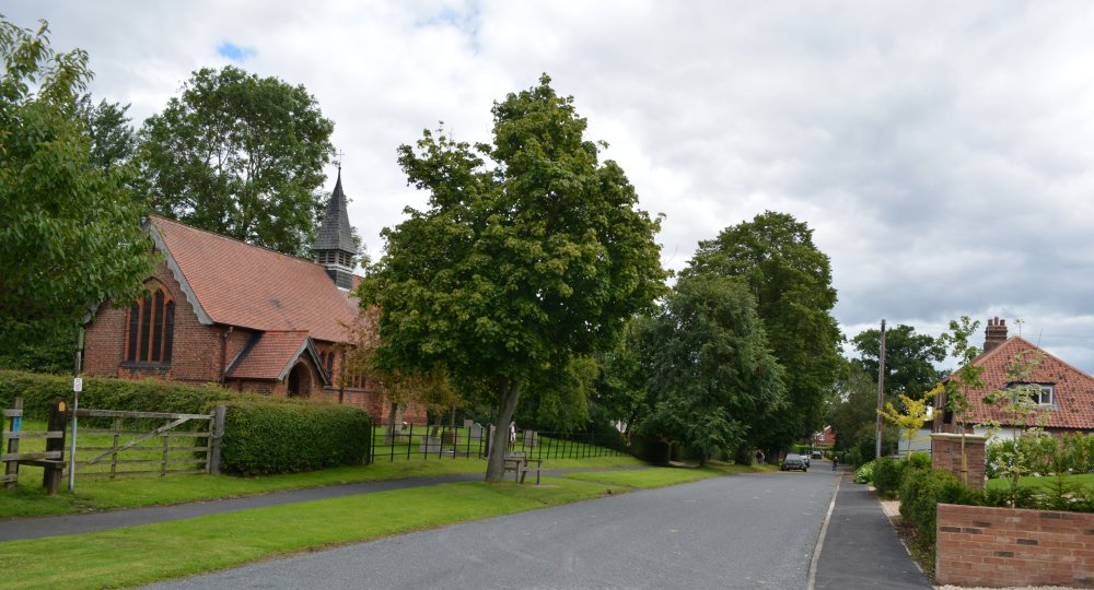 Trainspotting Colton Junction Colton Village, North Yorkshire, St Paul's Church, a quiet village with one street of houses.