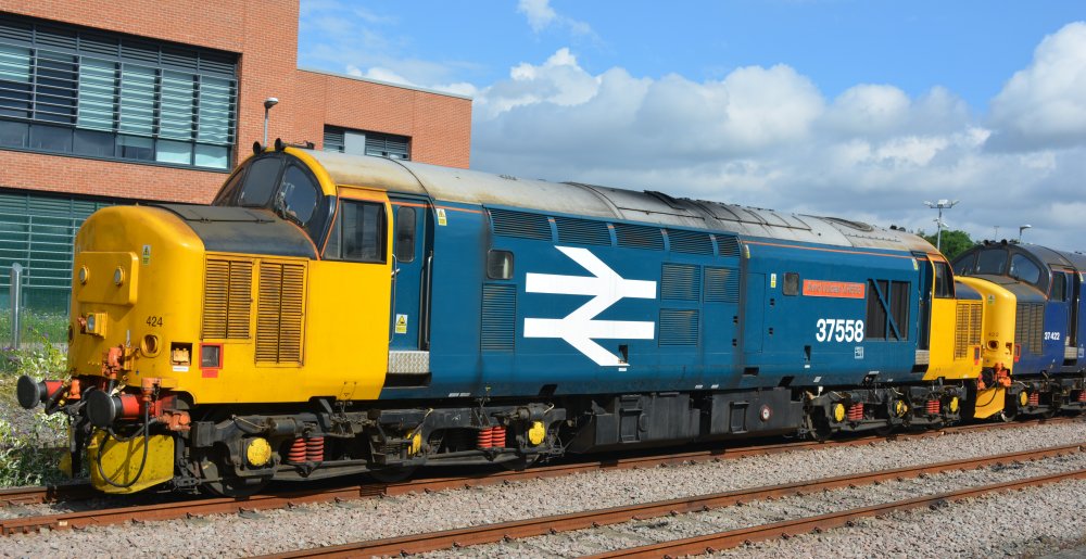 Class 37/5 diesel locomotive Class 37558 Avro Vulcan XH558, owned by Direct Rail Services, built as D6979 in 1965 at the English Electric Vulcan Foundry Works  (37558 has also carried the name 
