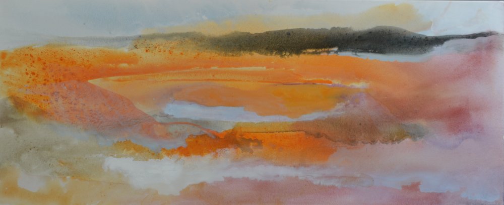 Edge of Tarn painting by Peter M Hicks artist acrylic on canvas