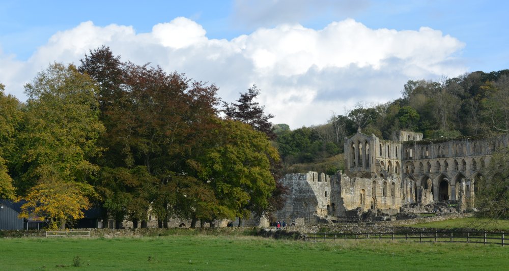 View of Rievaulx Abbey from the road Helmsley to Rievaulx Abbey linear walk