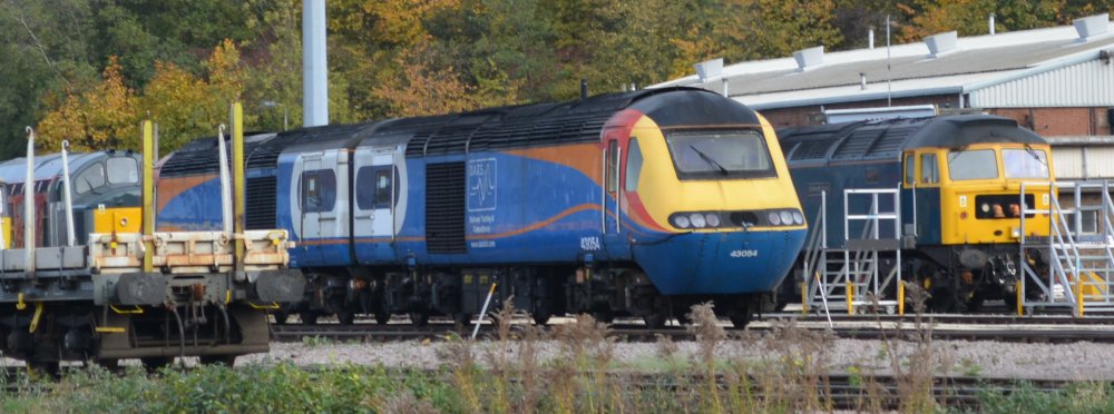 Class 43 diesel-electric power unit 43054 in the yard of UK Rail Leasing Leicester. Railway Testing & Consultancy