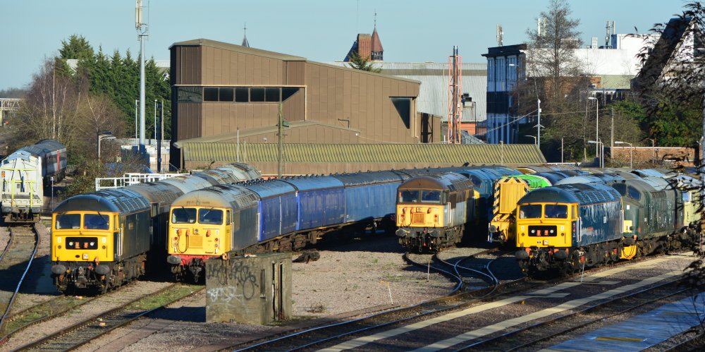 Class 56 diesel-electric locomotives in the yard of UK Rail Leasing Leicester where you regularly see Class 56 diesel electric locomotives